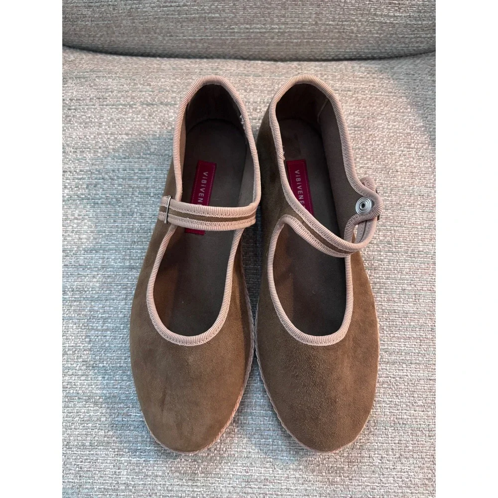 Vibi‎ Venezia Brown Mary Jane Furlane Venetian Flats Shoes Torcello Size 37 US 7